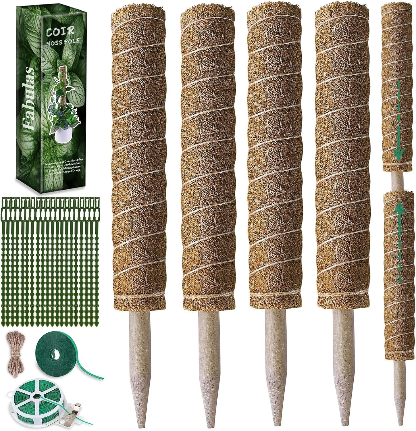 Extendable 47.5-inch Coir Moss Pole Set - Ideal for Climbing Vines & Creepers gallery
