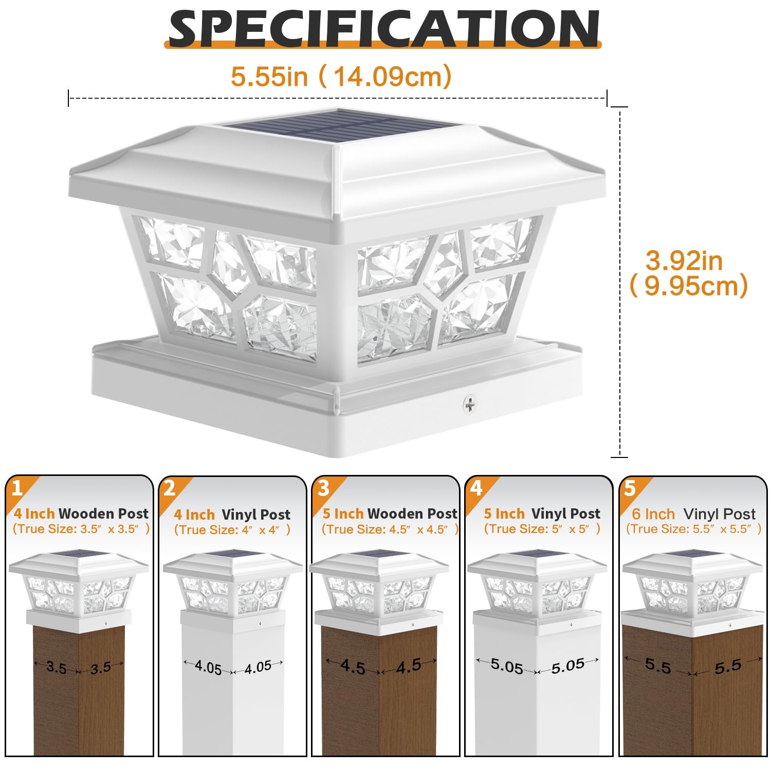 Solar Post Lights Outdoor 1 Pack 4 Modes 40 LEDs Deck Fence Post Cap Light fo... gallery