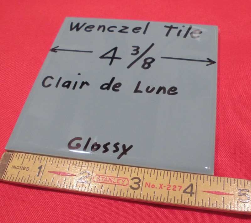 1 pc. *Blue-Gray* Glossy Ceramic Tile by Wenczel 4-5/16" *Clair-De-Lune* gallery