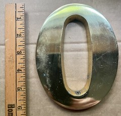 ZERO 0 POLISHED BRASS PLATED METAL HOUSE ADDRESS NUMBER, 6″ HIGH 1.5 POUNDS NEW
