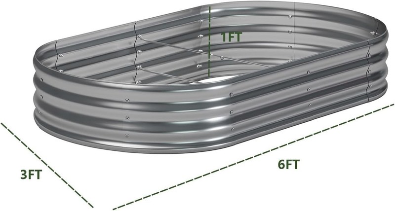 2 Pack Galvanized Raised Garden Bed Metal Oval Raised Garden Beds Outdoor Pla... gallery
