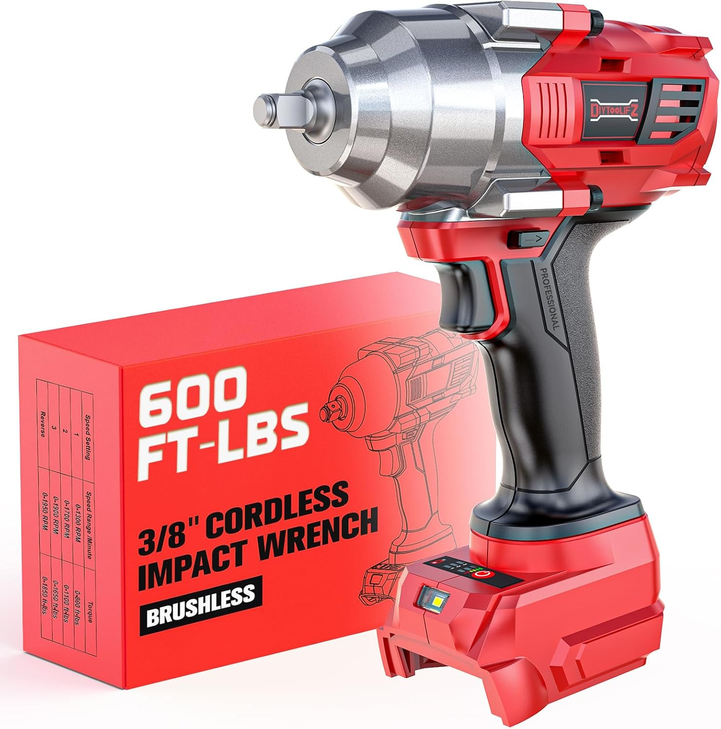 Cordless Impact Wrench 3/8" Compatible with Milwaukee 18V Battery: 600 Ft-Lbs Hi gallery