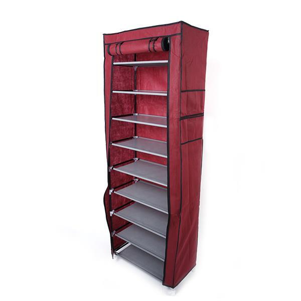 10 Layer 9 Shelf Shoe Rack Dustproof Shoes Cabinet Storage Organizer with Cover gallery