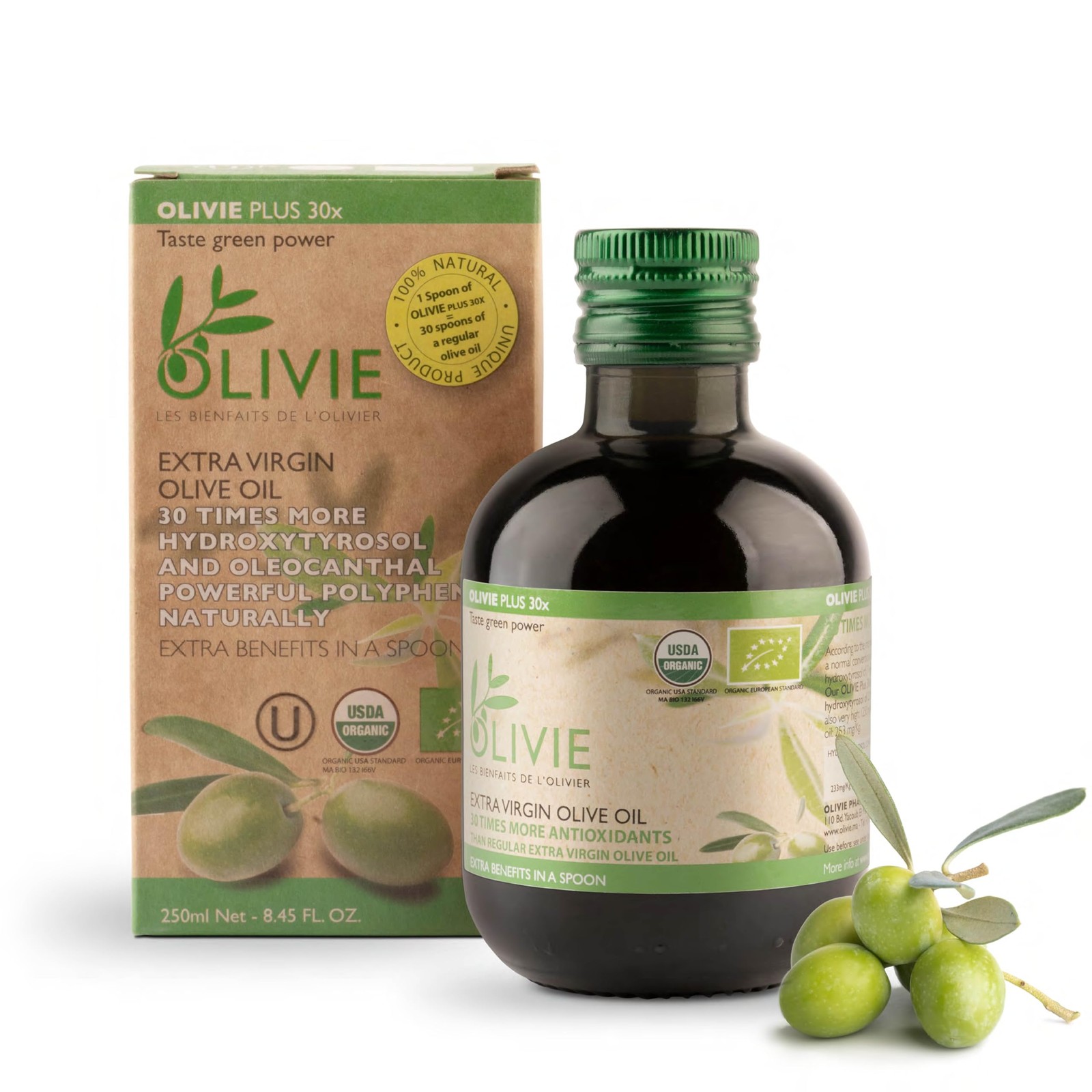 Organic High Polyphenol Rich Extra Virgin Olive Oil OLIVIE PLUS 30X | 250 ml gallery
