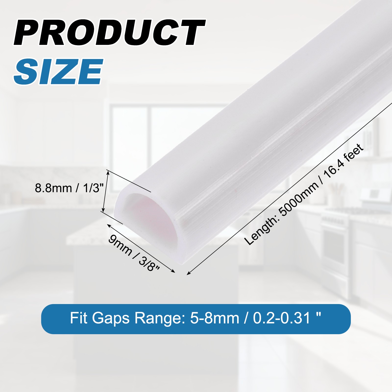 16.4FT Silicone D Shape Weather Stripping, Self Adhesive Doors Seals, White gallery