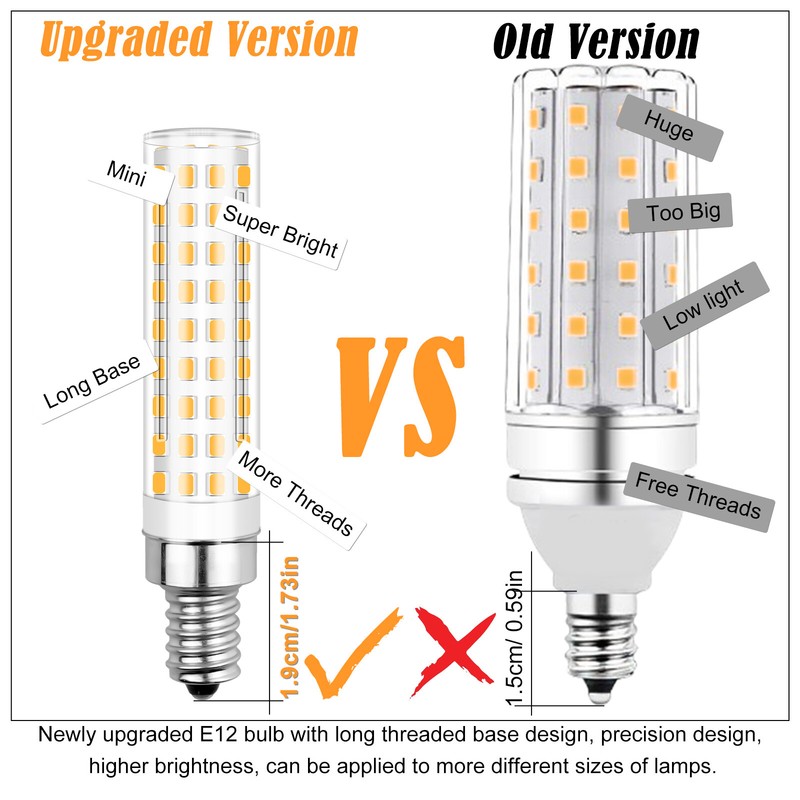 2pcs E12 LED Bulb Dimmable 10W 120V 1100LM 96-2835 Ceramics Fan Light T2896F60 H gallery