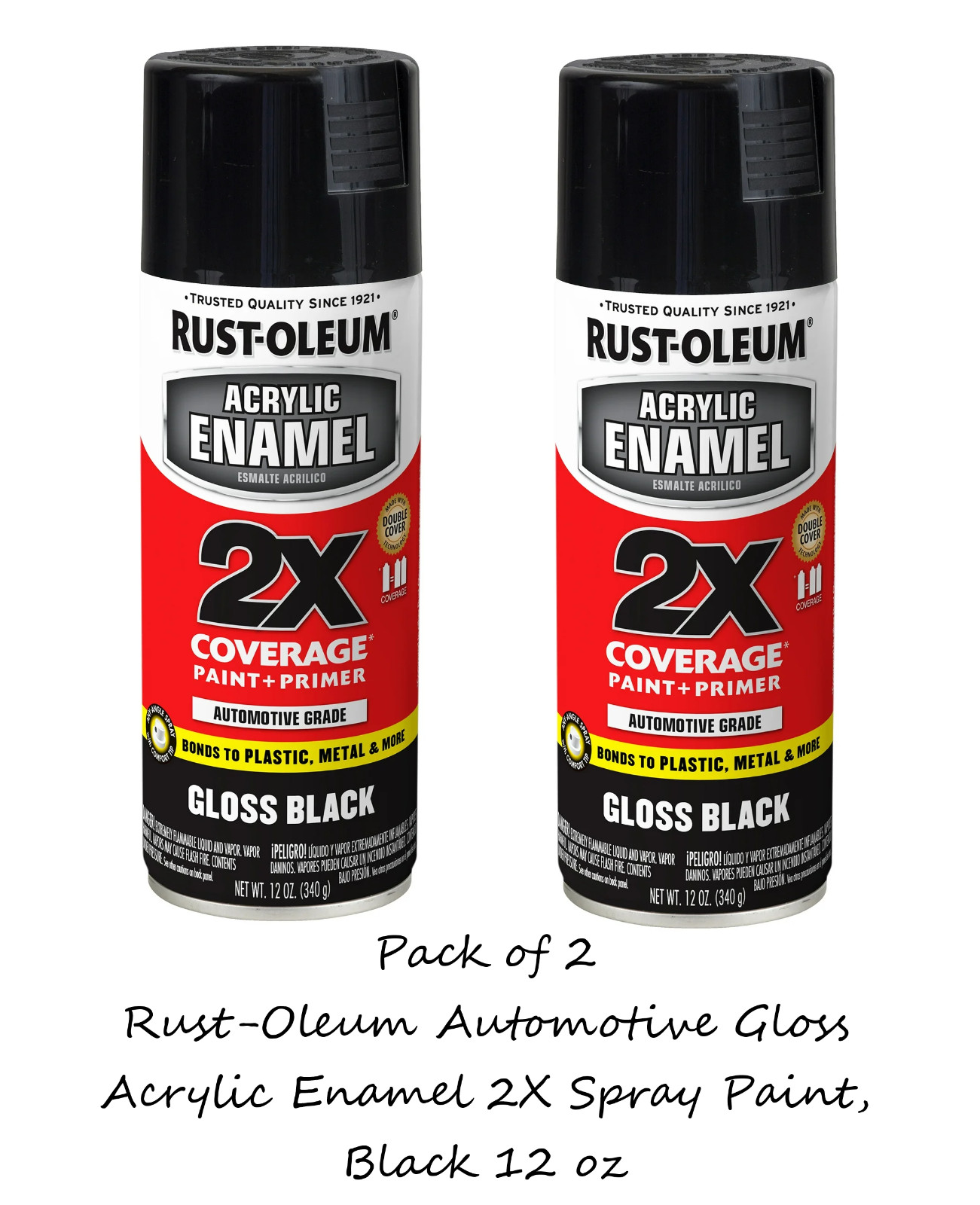 Rust-Oleum Automotive Gloss Acrylic Enamel 2X Spray Paint, Black 12 oz (2 Pack) gallery