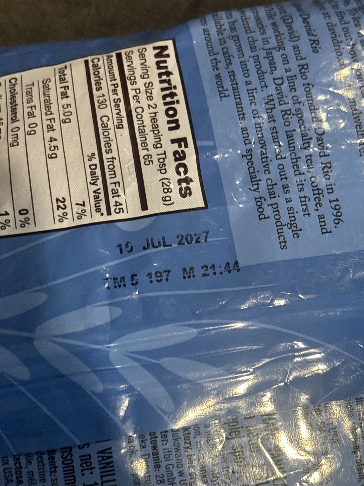 David Rio Elephant Vanilla Chai, Bulk, 4lb. Bag, New. Exp 07/2027 gallery