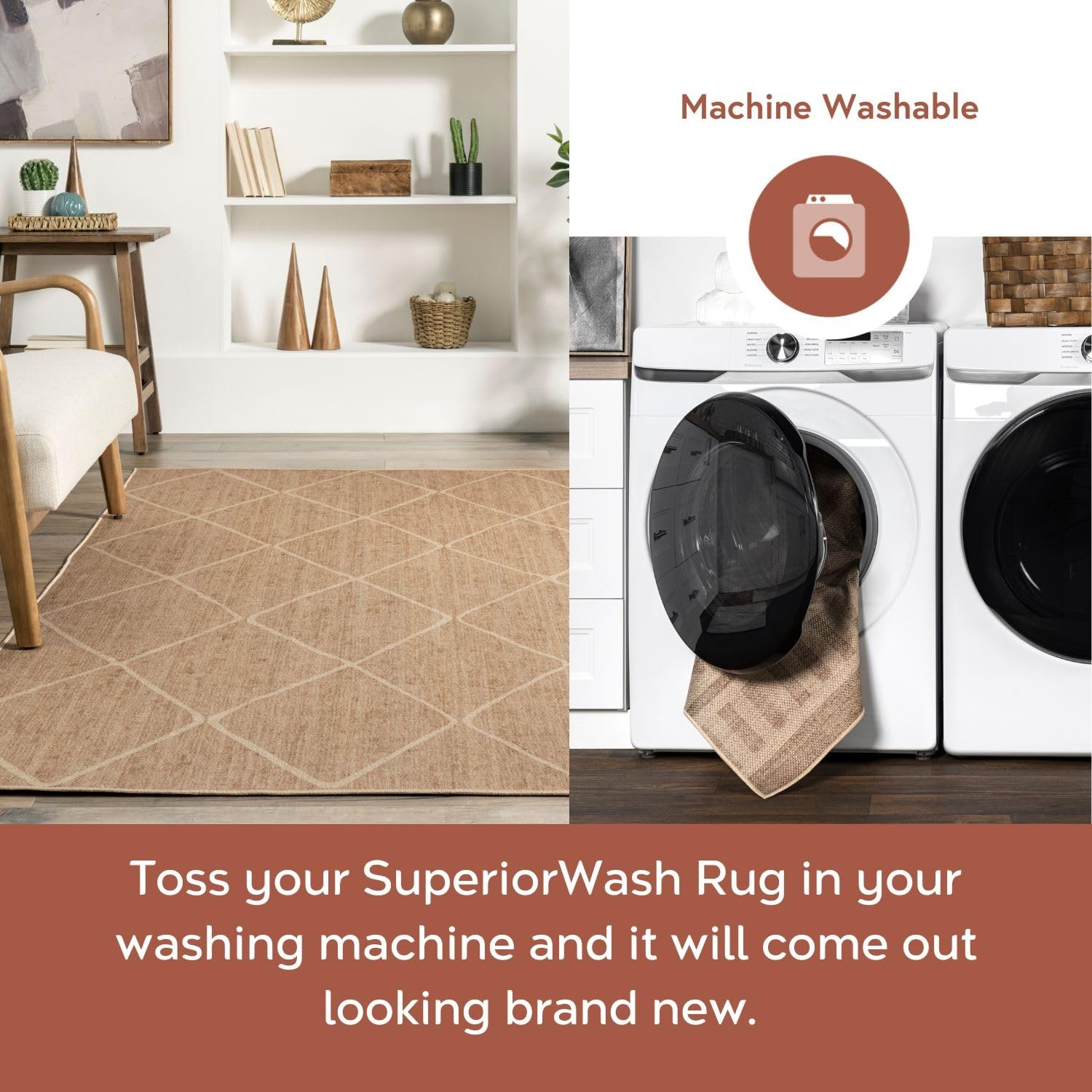 Nuloom 4 X 6 Easy-Jute Area Rug Machine Washable Non-Slip For Living Room gallery