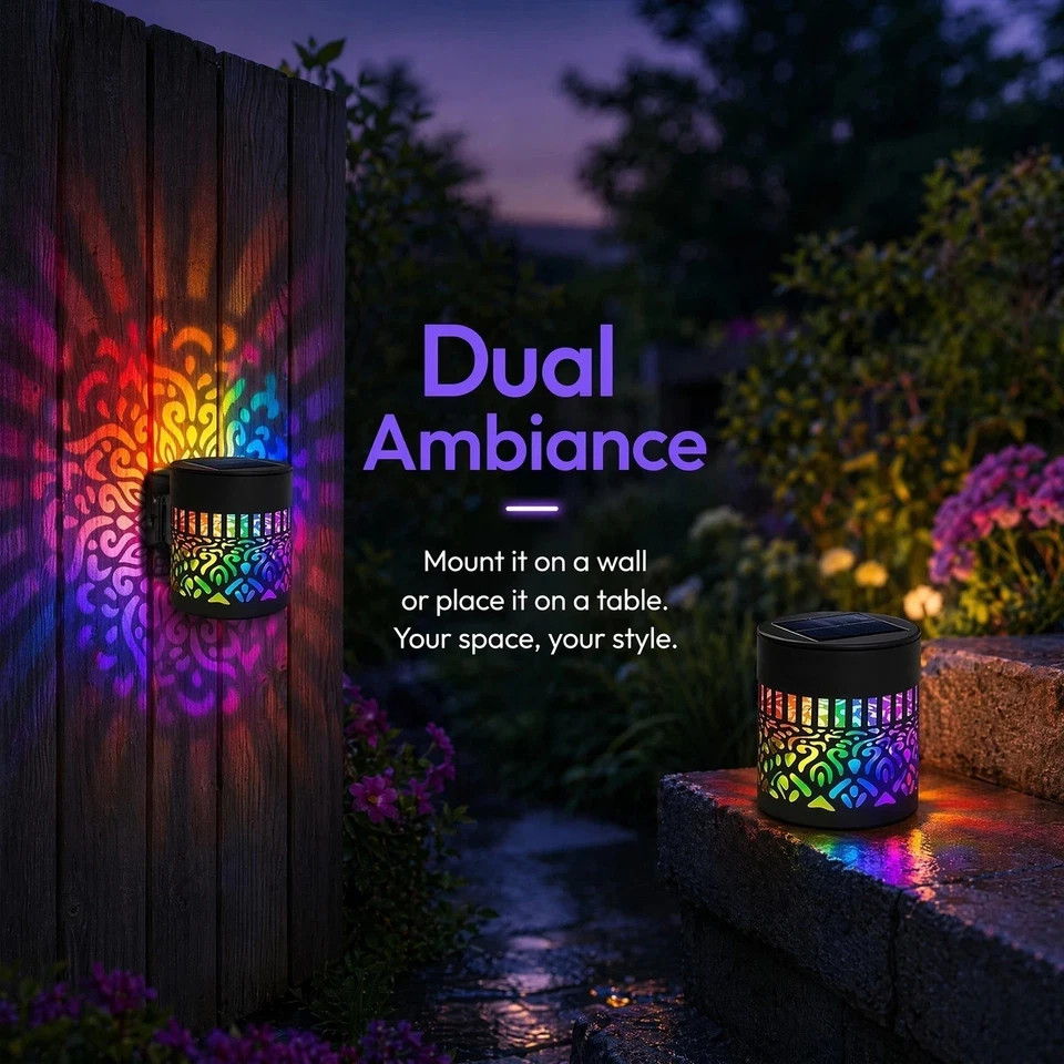 7Color Solar Mandala Projection Light Waterproof Outdoor Yard Garden Fence Decor gallery