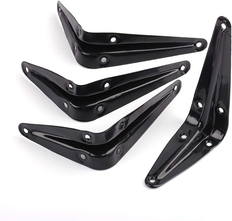 12Pack Shelf Brackets Heavy Duty Black Metal Floating Shelves Bracket 4 x 3 Inch gallery