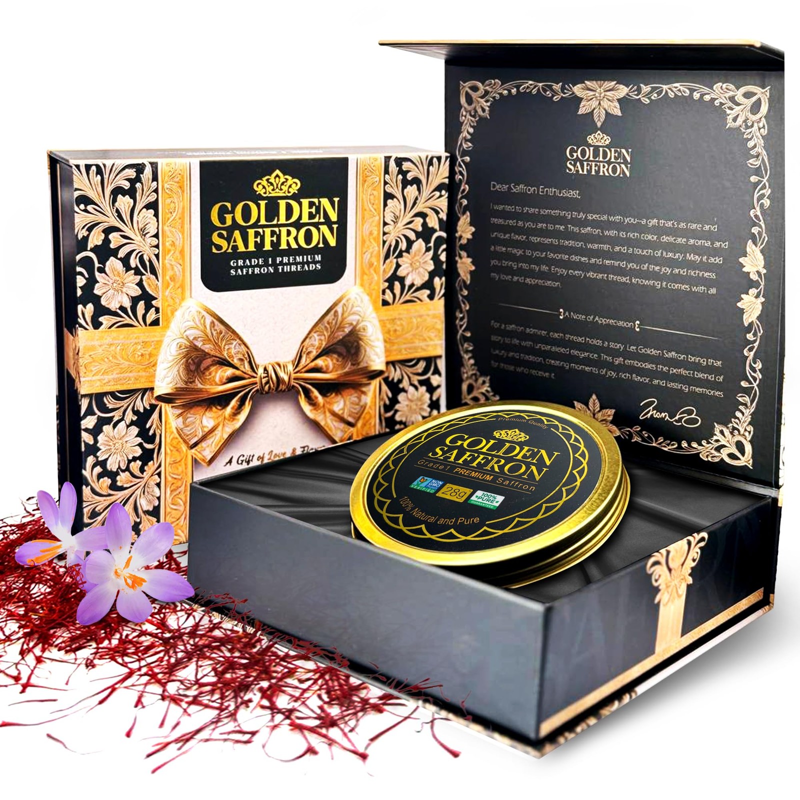 Golden Saffron Luxtury Gift Box, Premium All Red Saffron Threads, Grade A+ Su... gallery