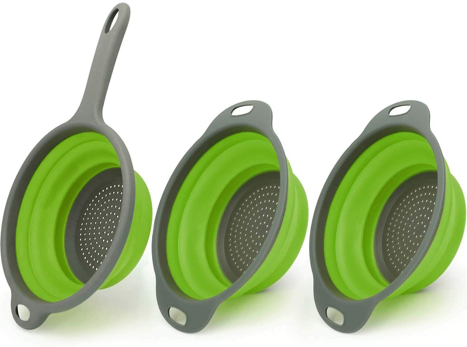 3pc Strainer Foldable Heat Resistant Collapsible Colander for Rinsing & Draining gallery