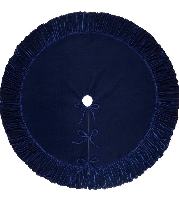 Starry Dynamo 72” Velvet Christmas Tree Skirt w/Foam Padding Lace-Up Royal Blue gallery