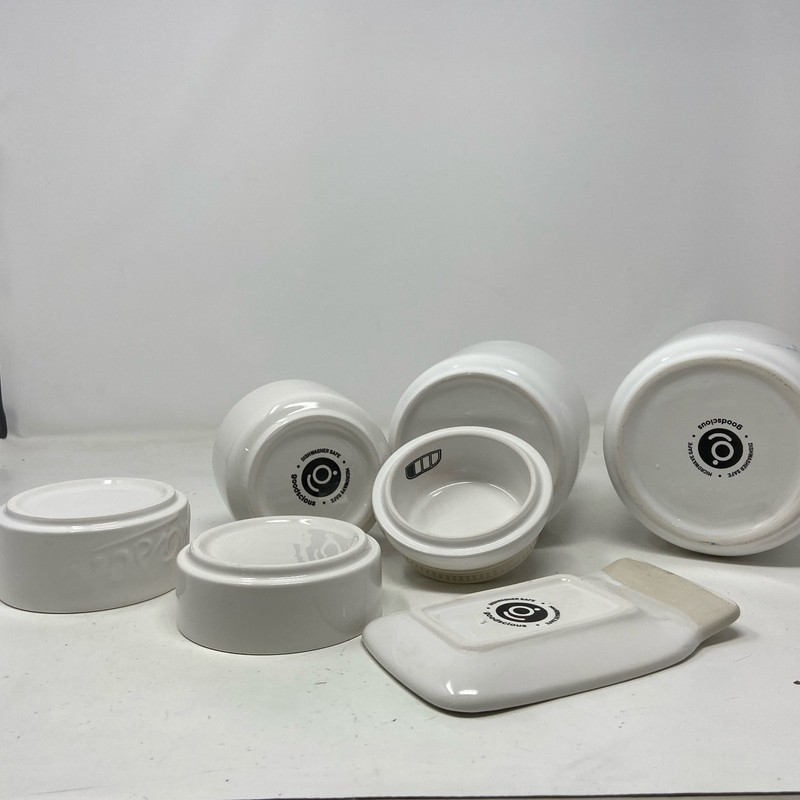 Goodscious Mason Jar Ceramic Kitchen Set, White, 17-Pc Bundle Parts gallery
