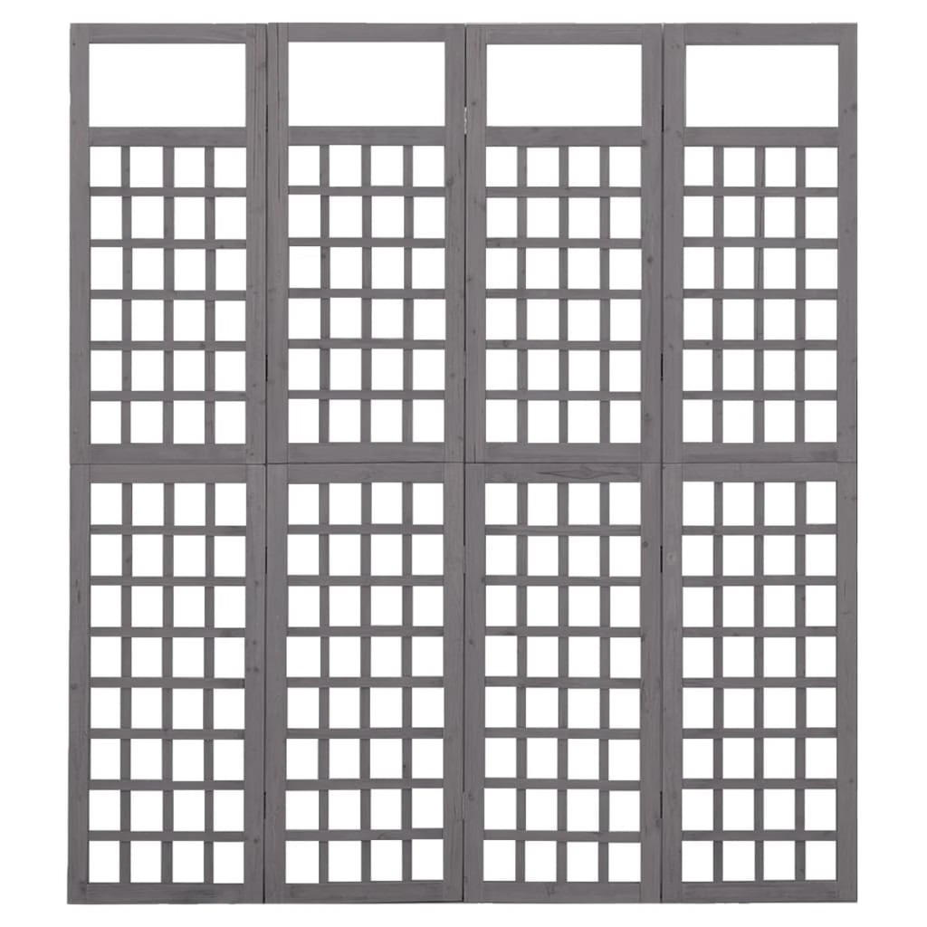 4-Panel Room Divider/Trellis Solid Fir Wood Gray 63.4"x70.9 gallery
