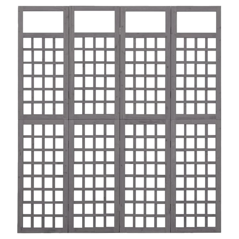 4-Panel Room Divider/Trellis Solid Fir Wood Gray 63.4"x70.9 gallery