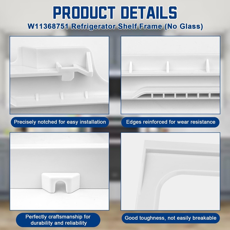 "Refrigerator Shelf Frame Replacement Compatible with Whirlpool, Kenmore, gallery