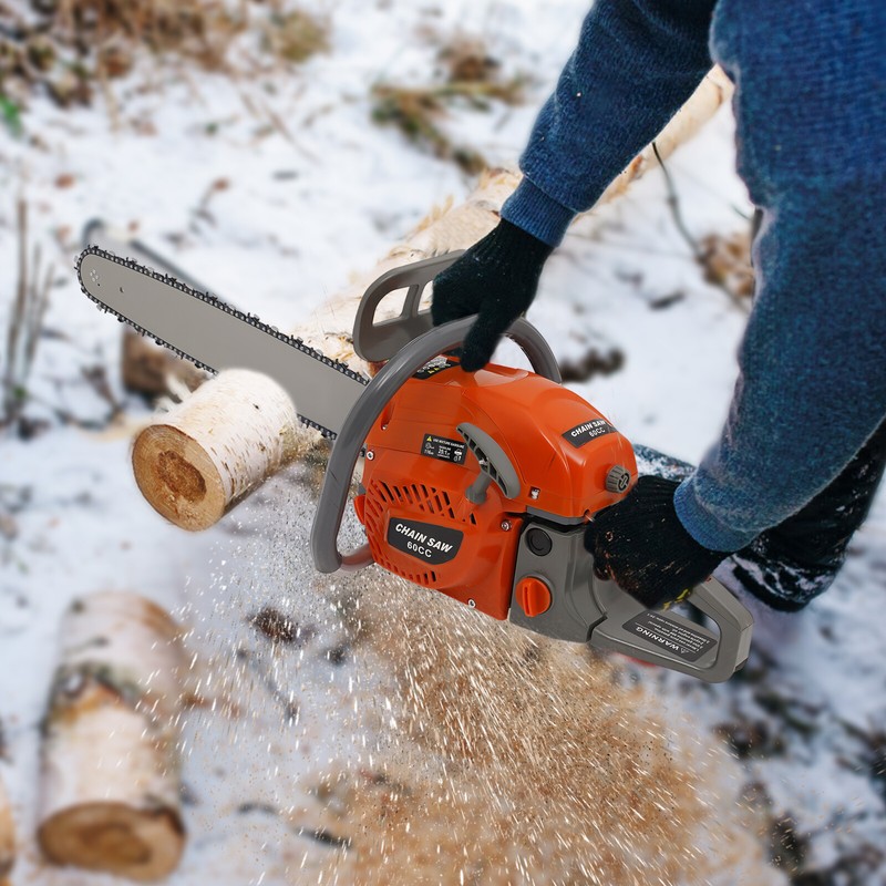 60cc Gas Powered Chainsaw with 22'' Guide Bar Saw Chain 2-Stroke Engine Cut Wood gallery
