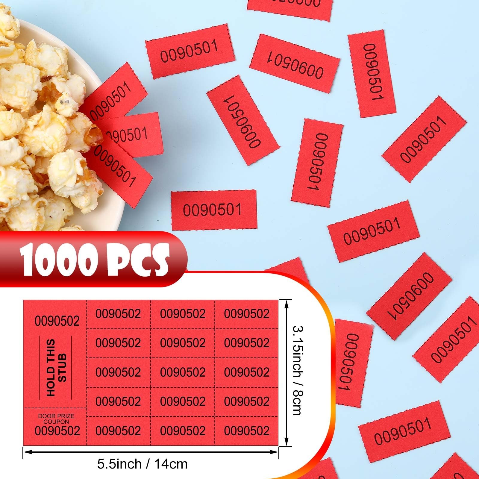 1000 Sheets Red Raffle Tickets 15 Bid Numbers Auction Event Church gallery
