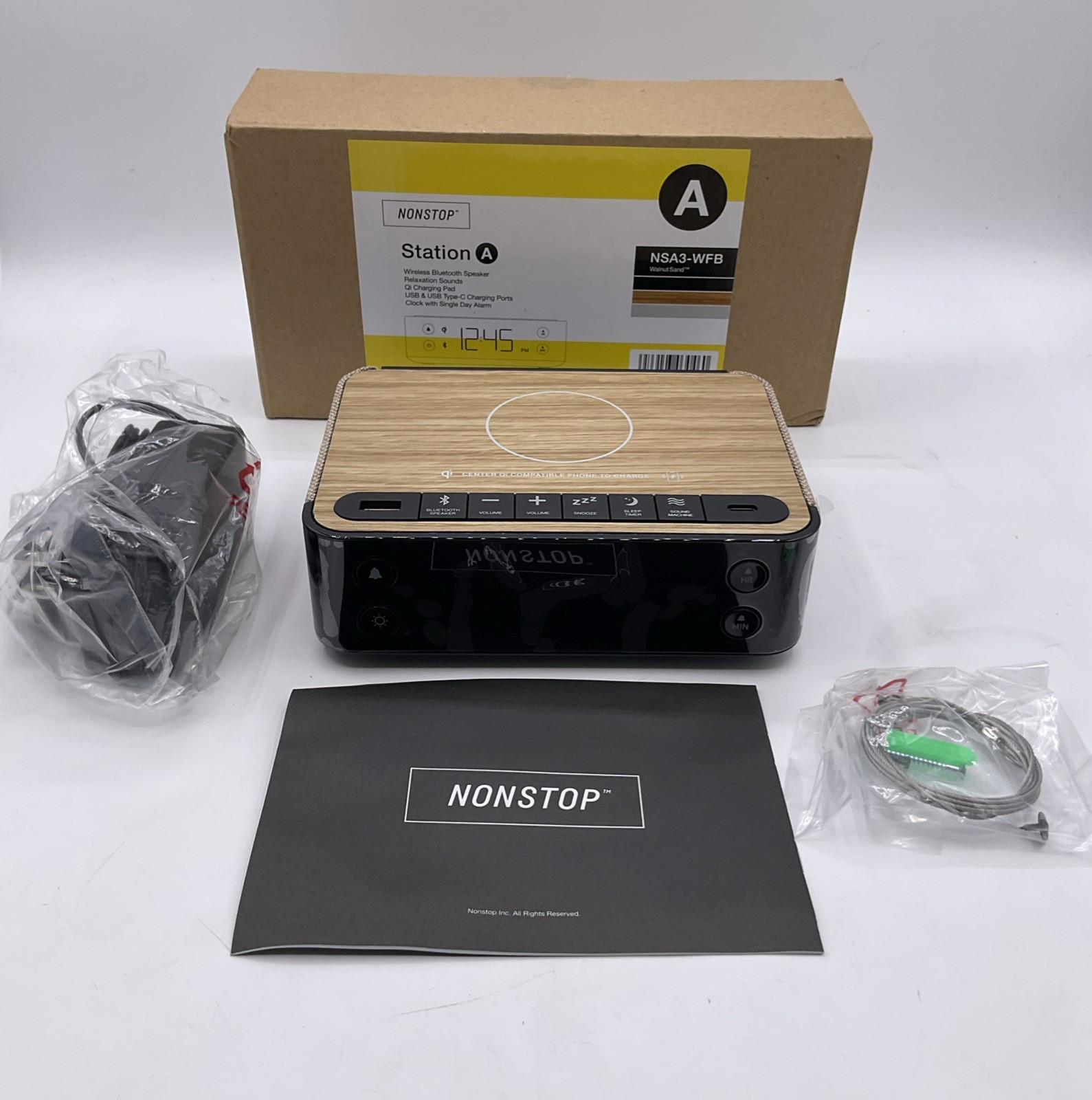 Nonstop Station NSA3-WFB Alarm Clock & White Noise Machine With Qi Wireless gallery