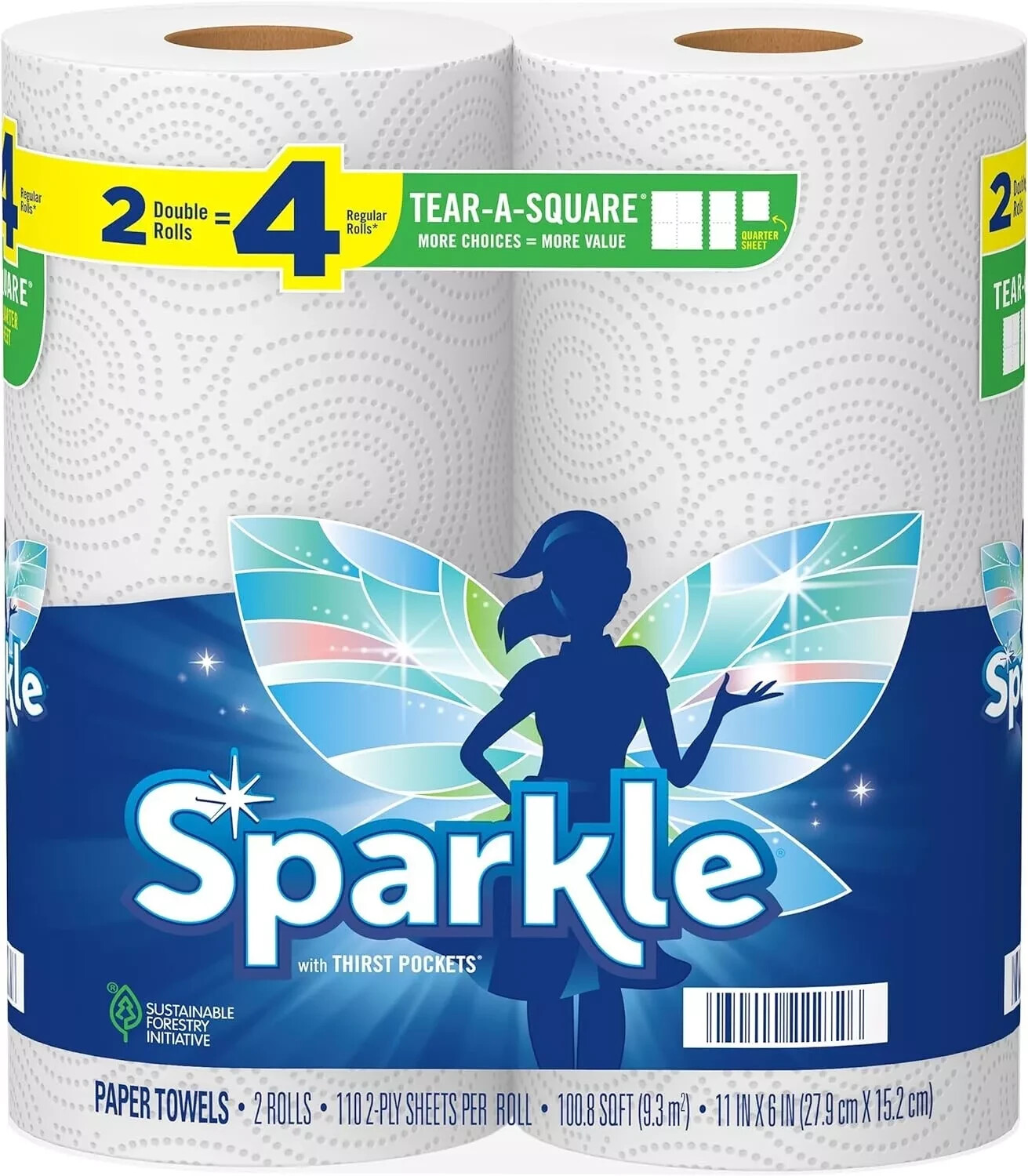 Sparkle Tear-A-Square Paper Towels, 2 Double Rolls = 4 Regular Rolls, 2 Count gallery