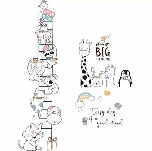 Large High quality PVC Removable animals climbing ladder wall Decals for kids gallery