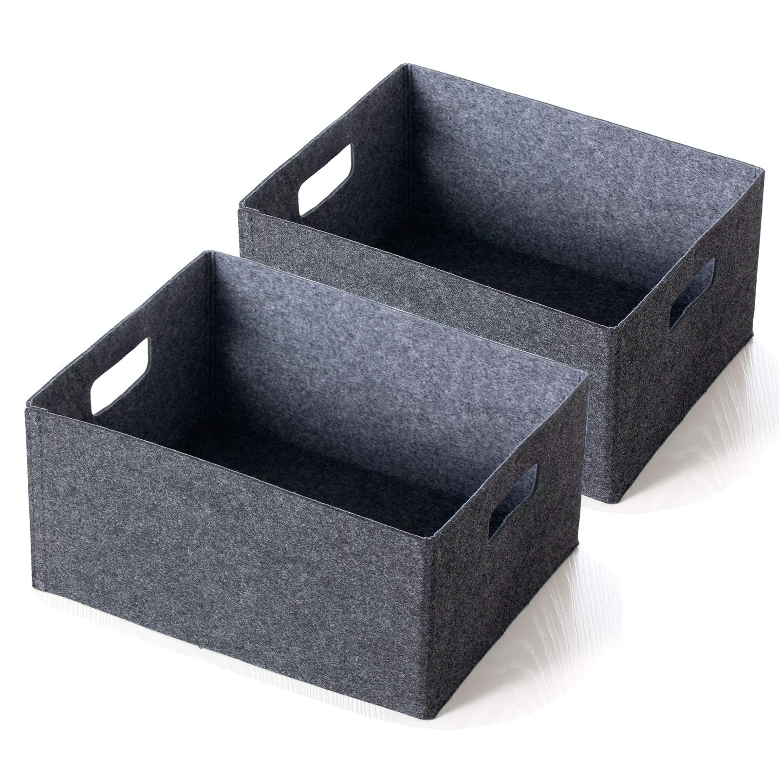 2 pack self-supporting collapsible felt storage basket in darkgrey for storag... gallery