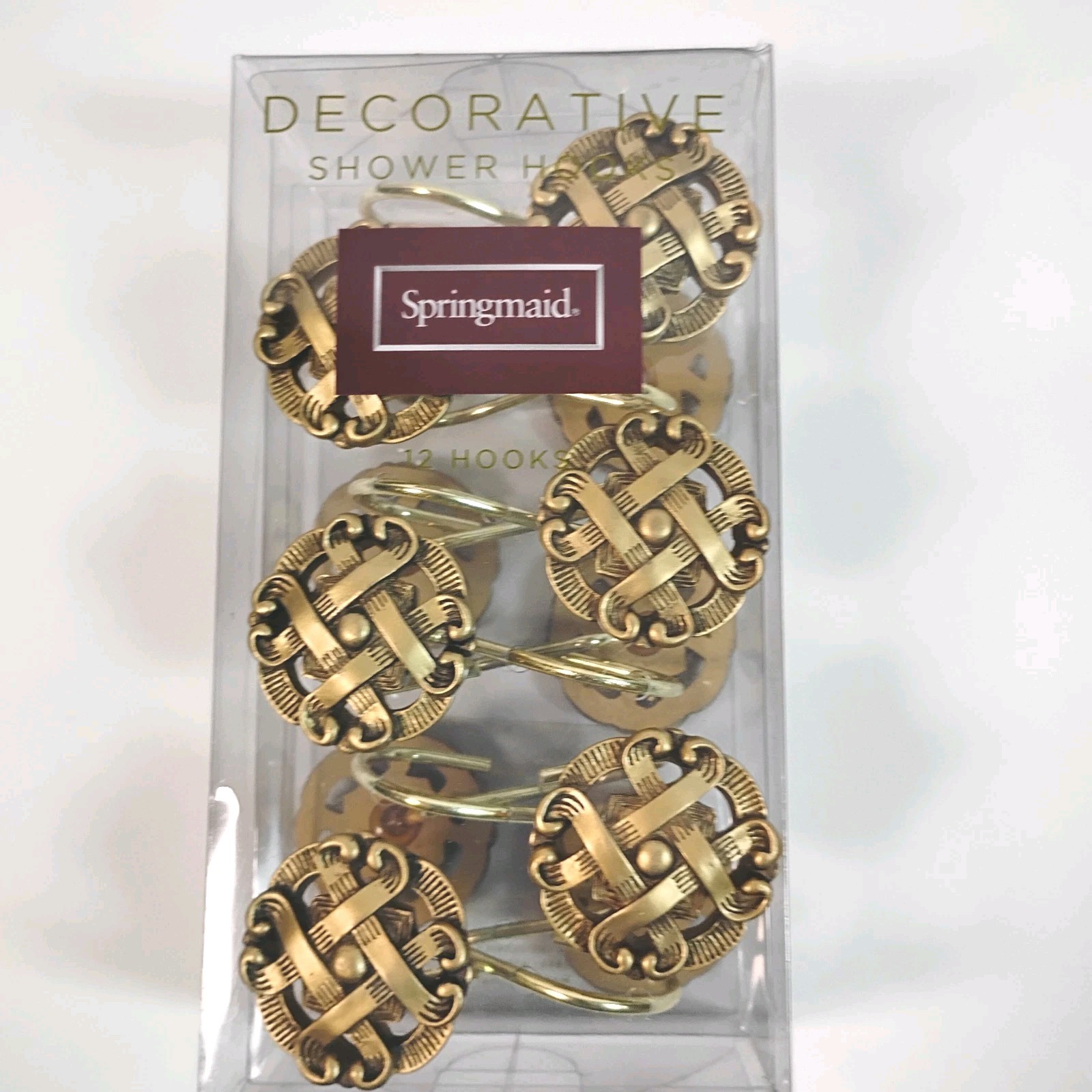 Goldtone Springmaid Fancy Shower Hooks Set Of 12 Brand New gallery