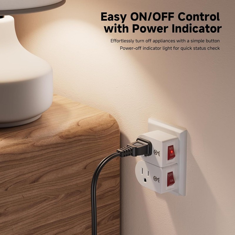 [ETL Listed] 3-Pack Grounded Switch with on Off Plug Switch on Off Single gallery