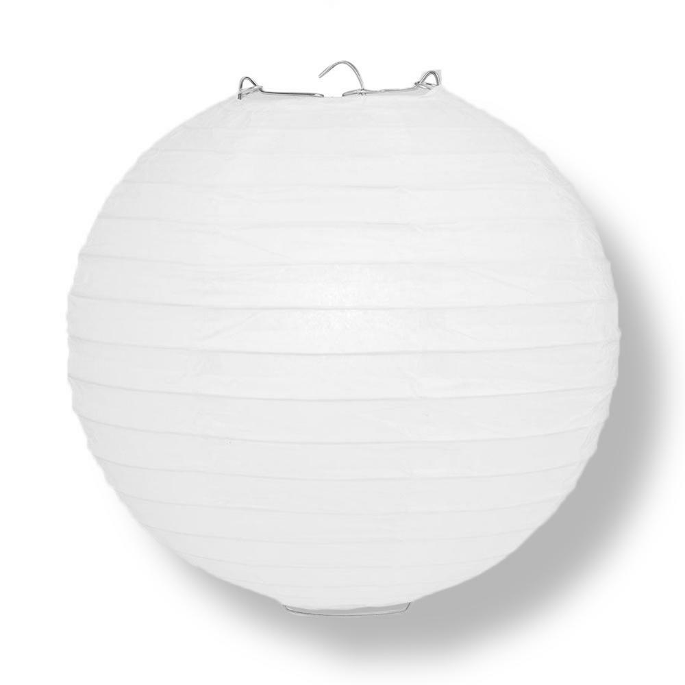 24" White Round Paper Lantern, Even Ribbing, Hanging Decoration gallery