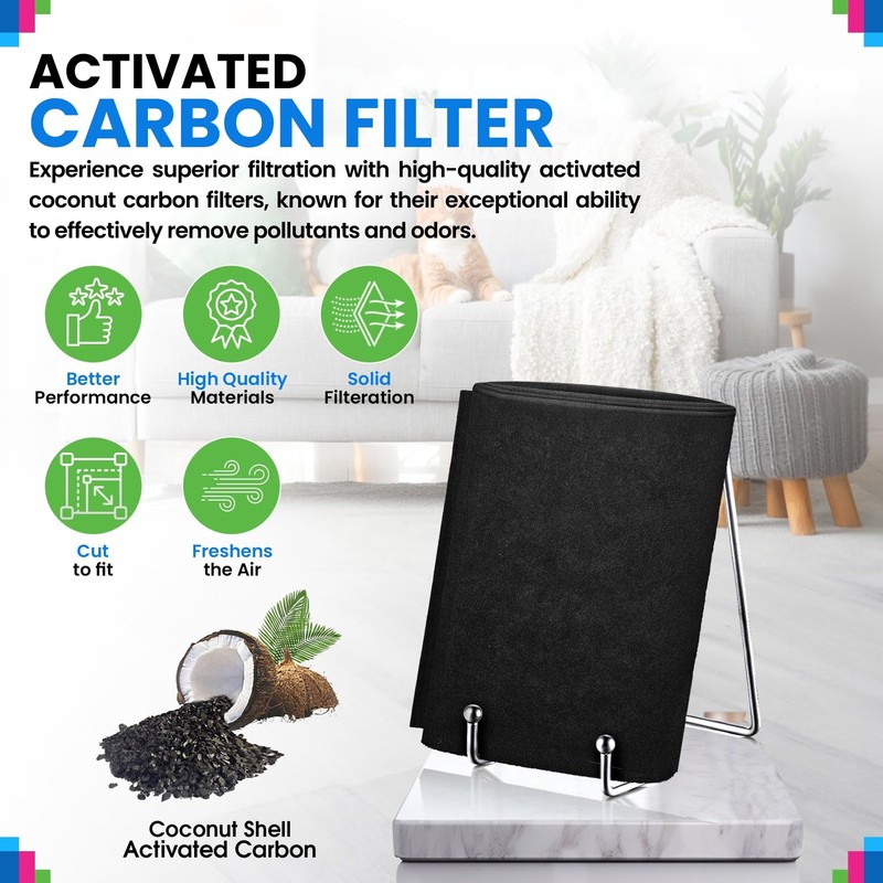 Activated Carbon Filter Sheets 16x48 - 2-Pack for Air Purification gallery
