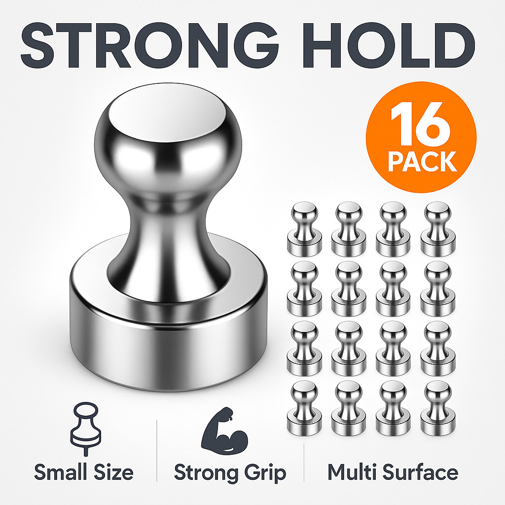 Strong Fridge Magnets 16 Pack Push Pin for Refrigerator Whiteboard Office Small gallery