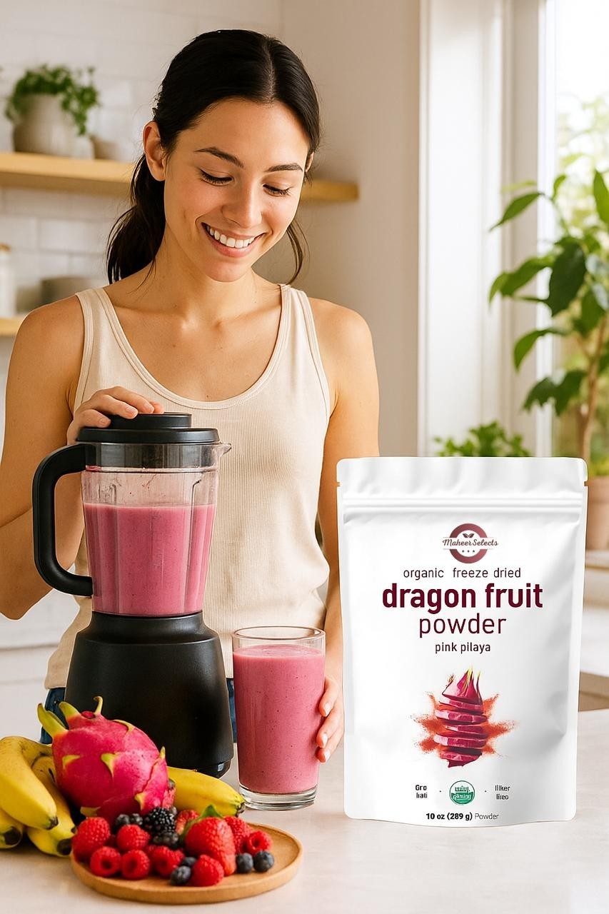 Organic Red Dragon Fruit Powder, Freeze-Dried Pitaya, Vegan Superfood, No Sugar gallery