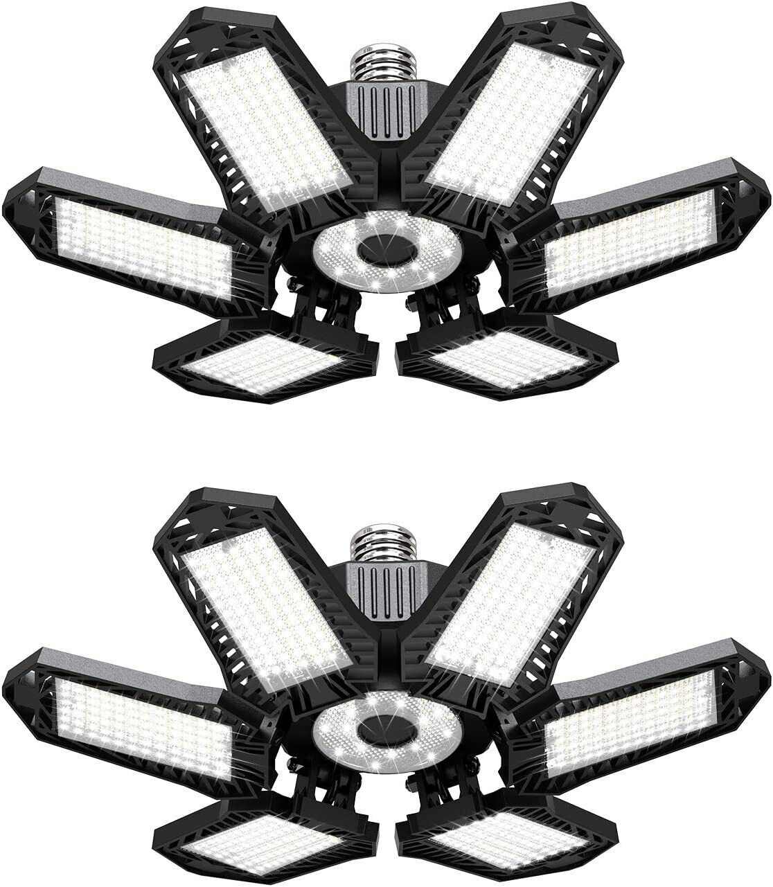 2Pack LED Garage Lights 100W 10000lm Deformable Garage Ceiling Light Shop Light gallery