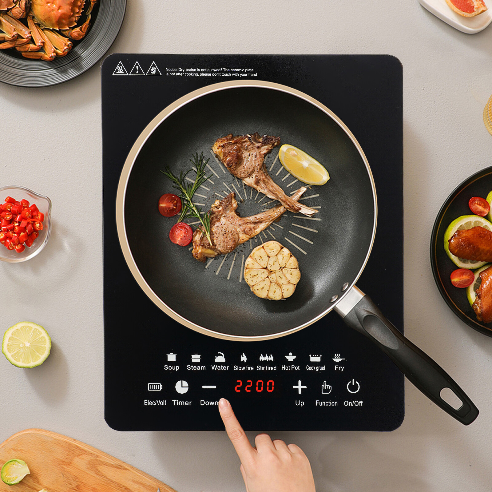 2200W Portable Kitchen Countertop Induction Cooktop Burner Electric Hot Stove gallery