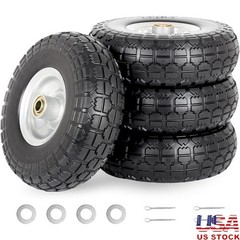 10 Inch Solid Tire 4 Pack Puncture Proof Airless Wheel Garden Cart Trolley New
