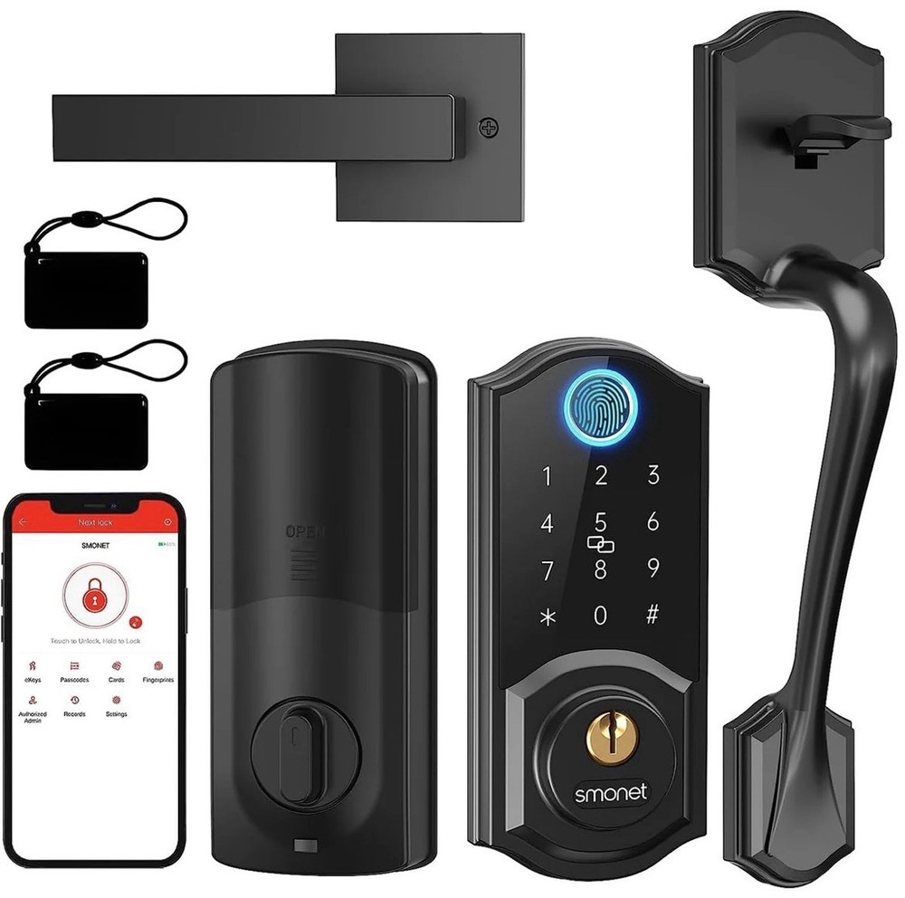 Smonet Smart Lock Keyless Entry With Fingerpirnt & IC Fobs - Smartphone Control