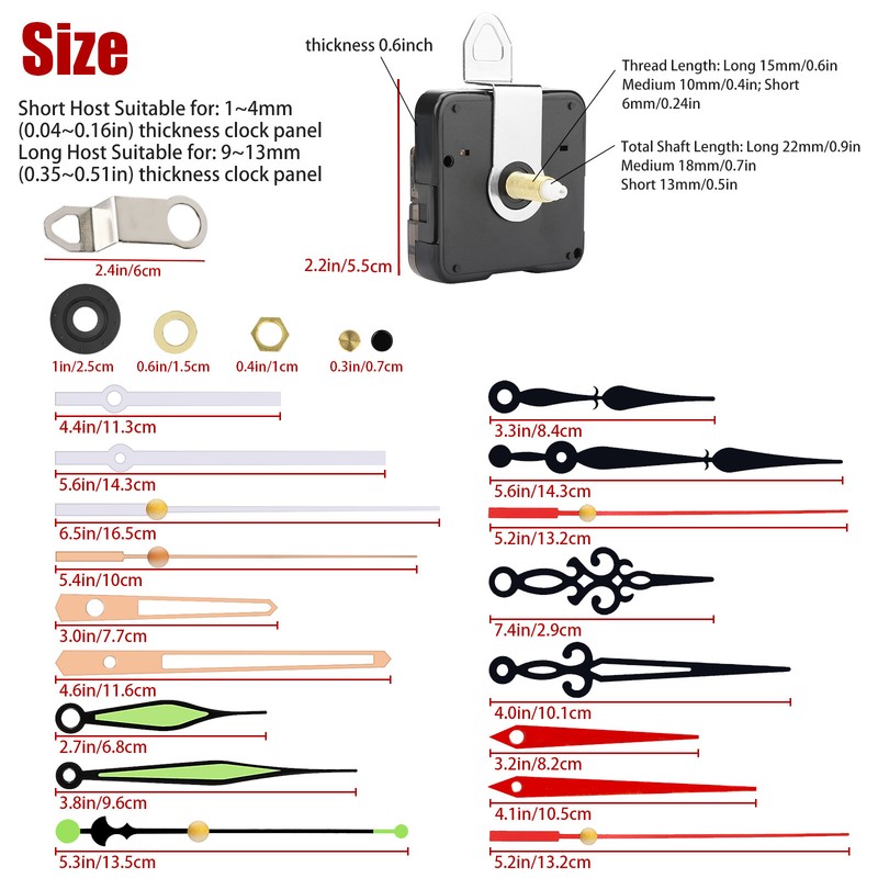6PCS Wall Clock Quartz Movement Mechanism Replacement DIY Hands Repair Tool Kit gallery