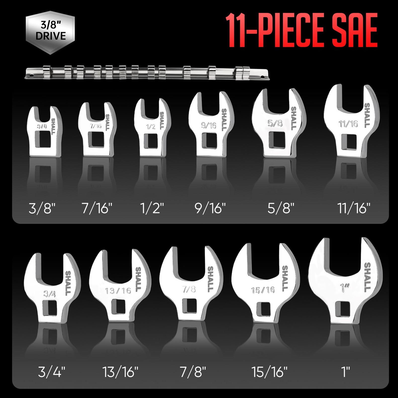 11 PCS 3/8 Inch Crows Foot Wrench Set SAE Crowfoot 3/81 Inch Tool Organizer gallery
