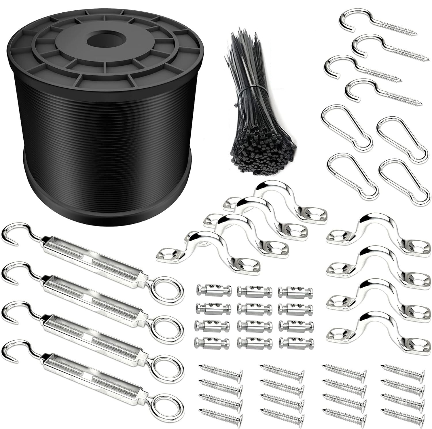 164FT Vinyl-Coated 304 Stainless Cable Wire Outdoor String Lights Hanging Kit gallery