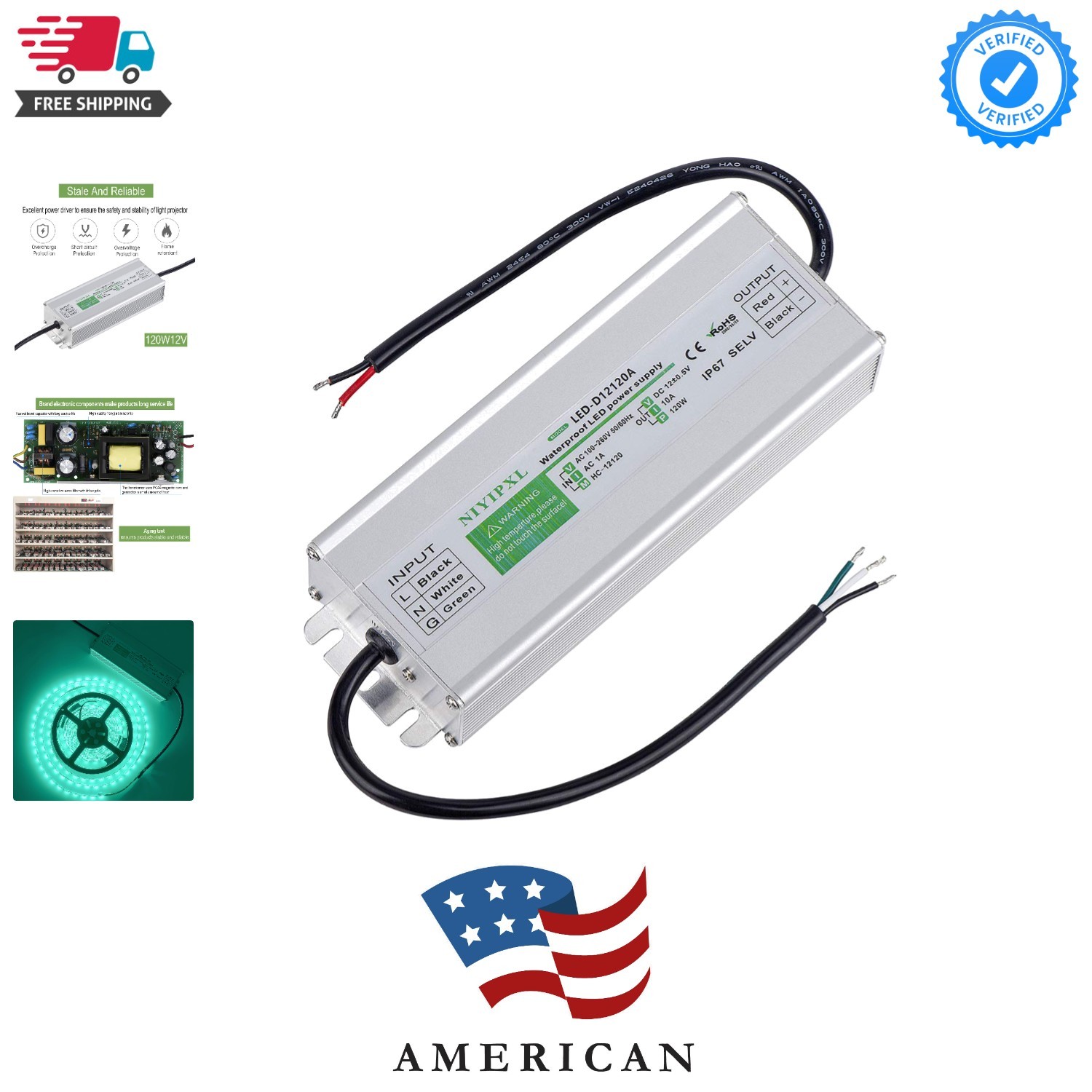 LED Driver 120 Watts Waterproof Power Supply Transformer Adapter 100V-260V A... gallery