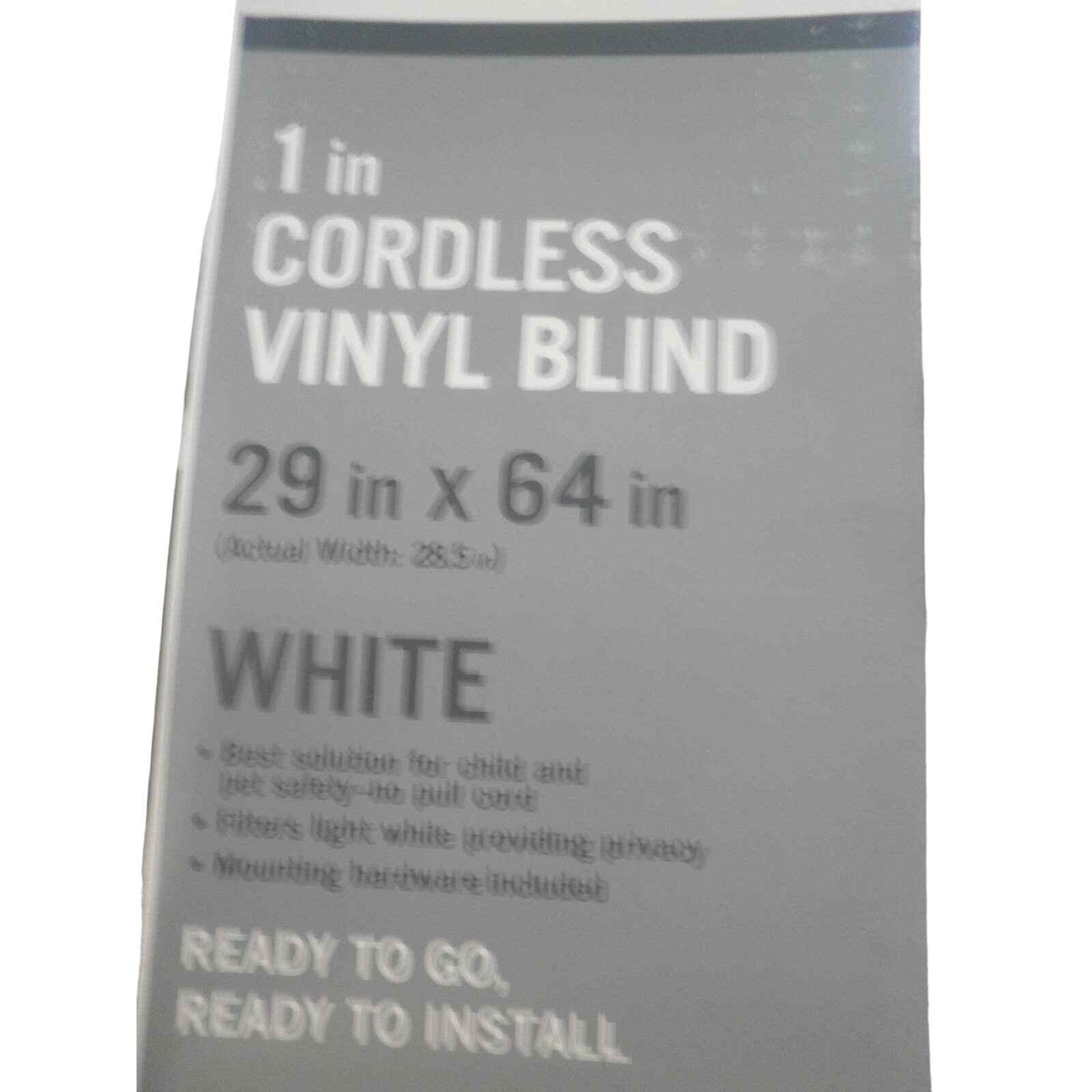 White Cordless Light Filtering 1 in. Slats Vinyl Mini Blind - 29"W x 64"L gallery