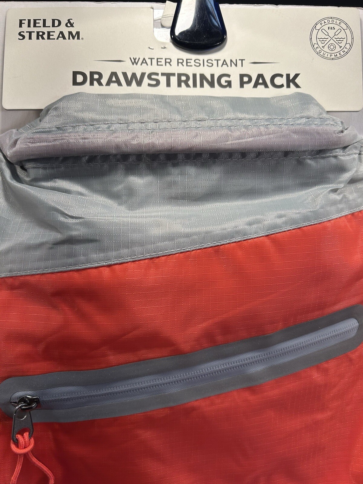 F&S, Field & Stream Water Resistant Drawstring Pack, Red/Grey 2