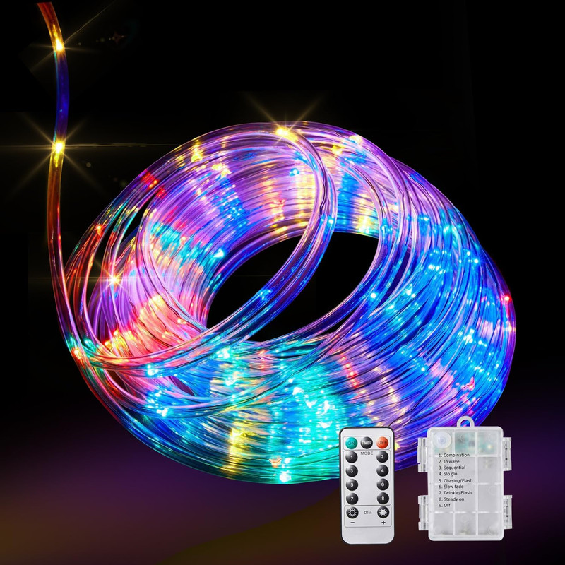 LED Rope Lights Battery Operated String Lights-40Ft 120 Leds 8 Modes Outdoor Wat gallery
