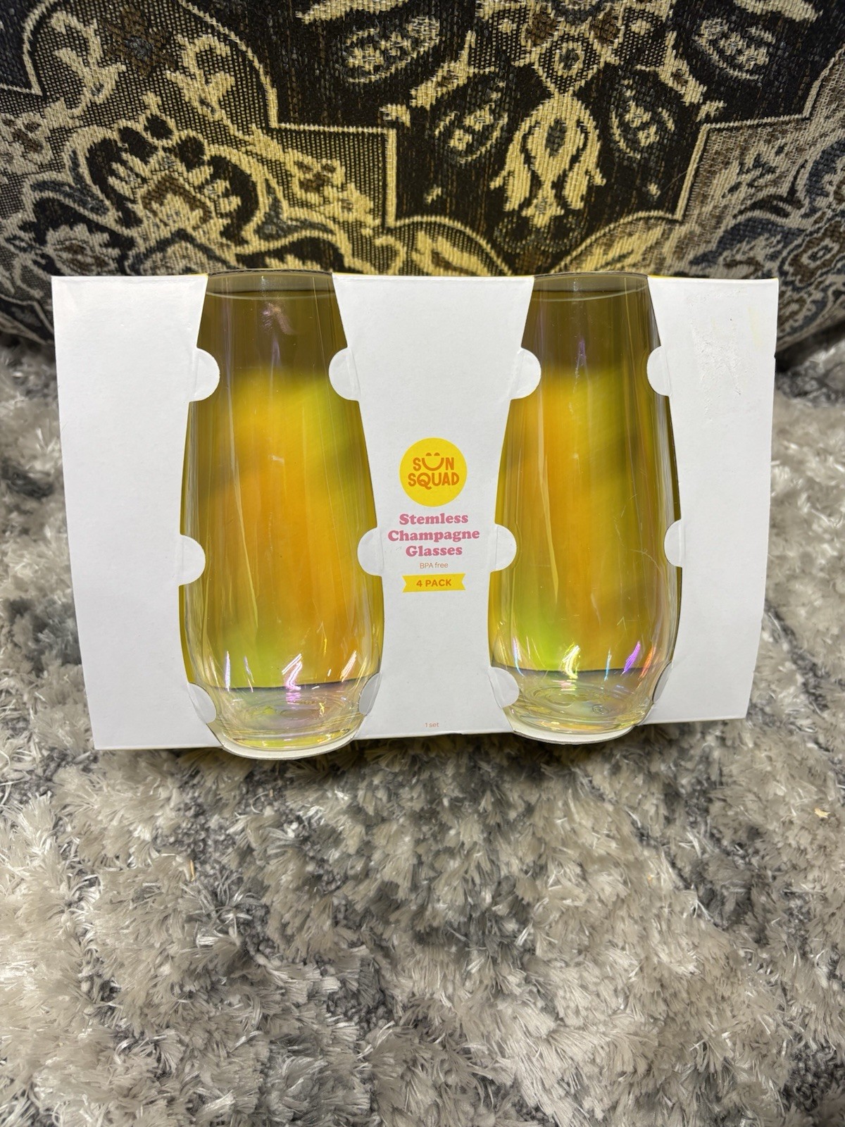 Sun Squad Stemless 11 oz Iridescent Acrylic Champagne Glasses 4 Pack gallery