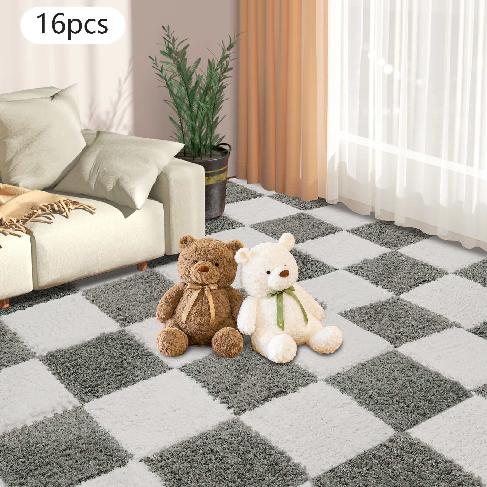 16pcs Soft Shaggy Rugs Fluffy Carpets For Non-Slip Shag Bedside Living Room Rug gallery