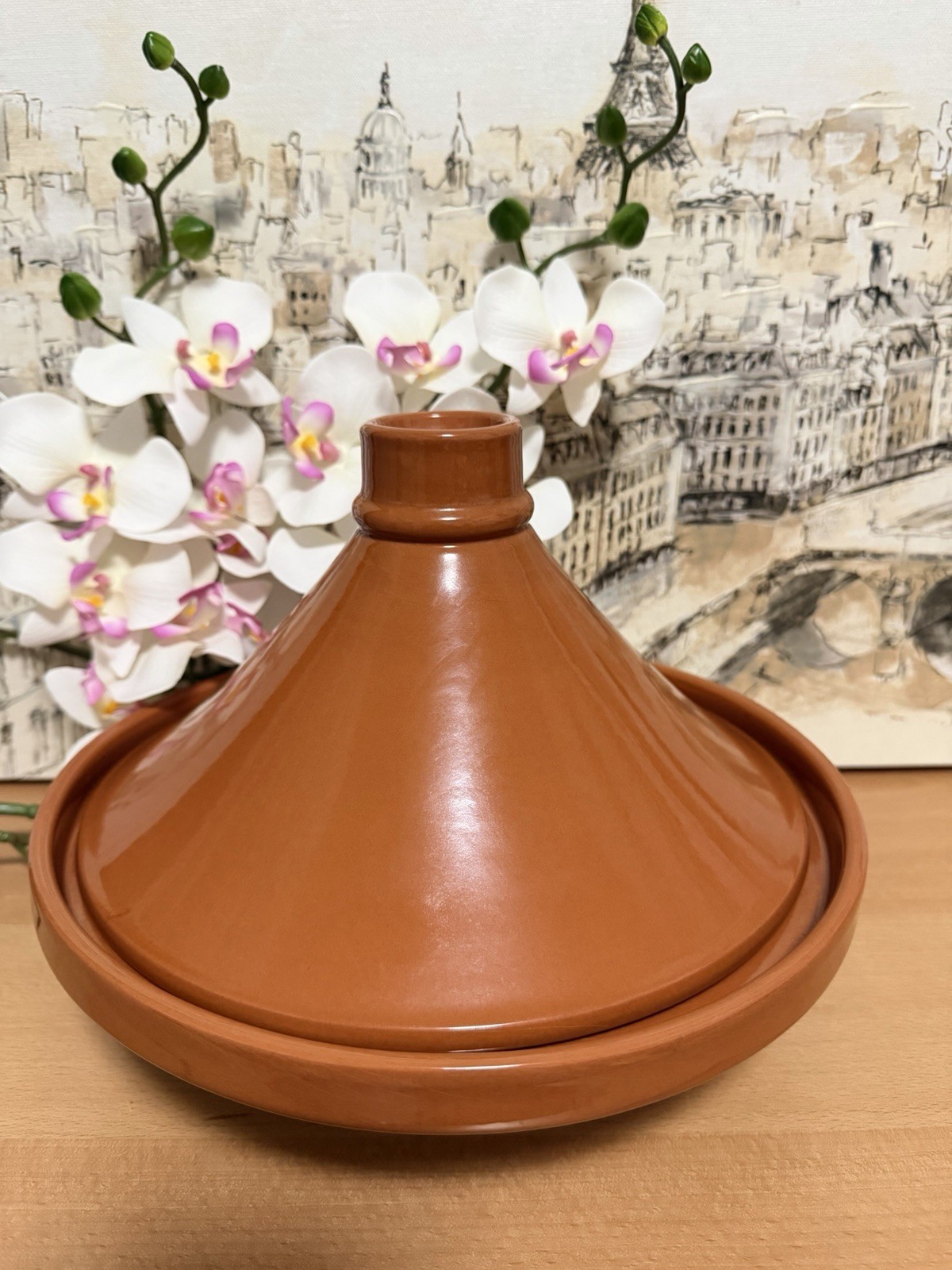 World Market 11" Glazed Terracotta Clay Pottery Tagine Made in Portugal. New gallery