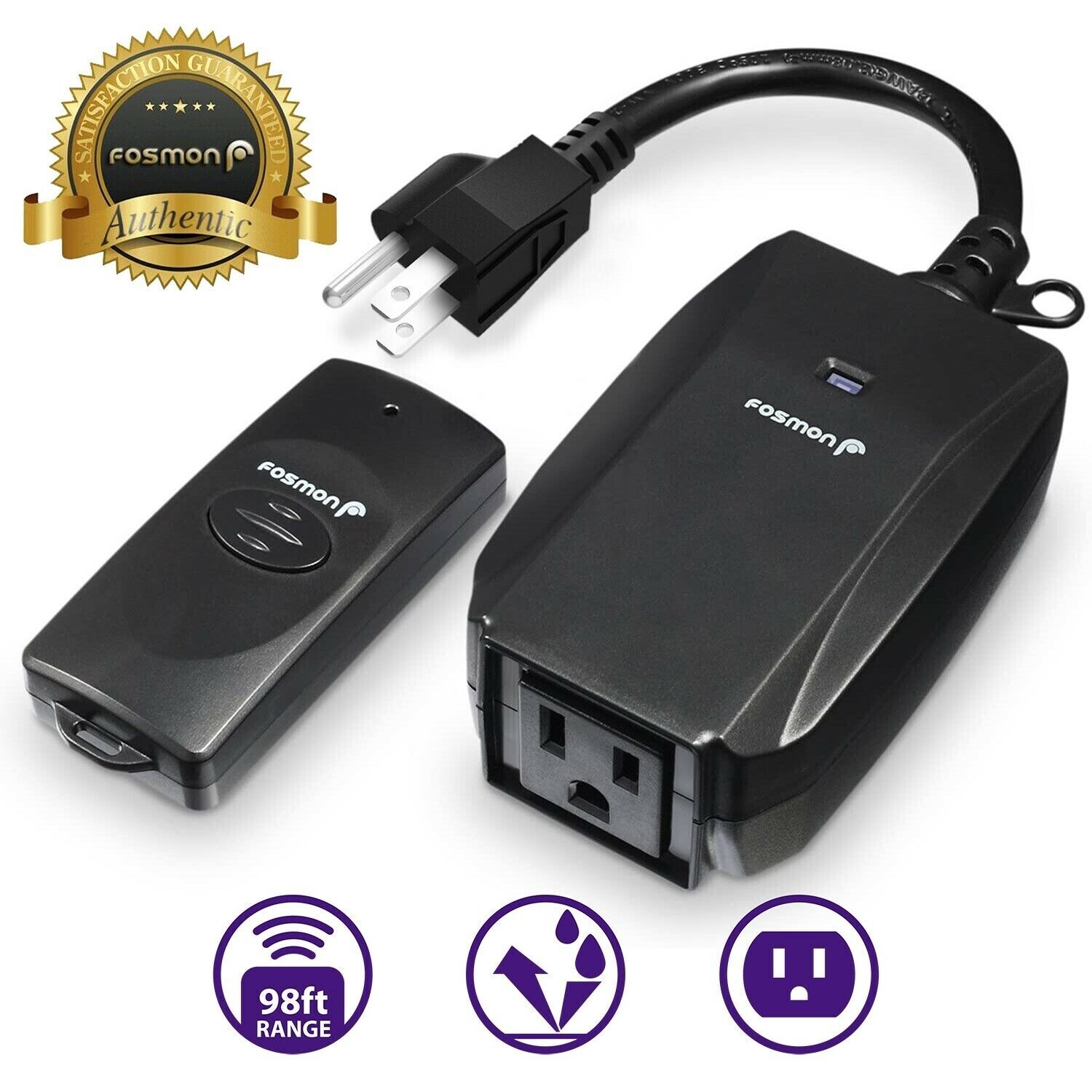 Waterproof Outdoor LED Light Wireless Remote Control Outlet Power Switch Plug In gallery