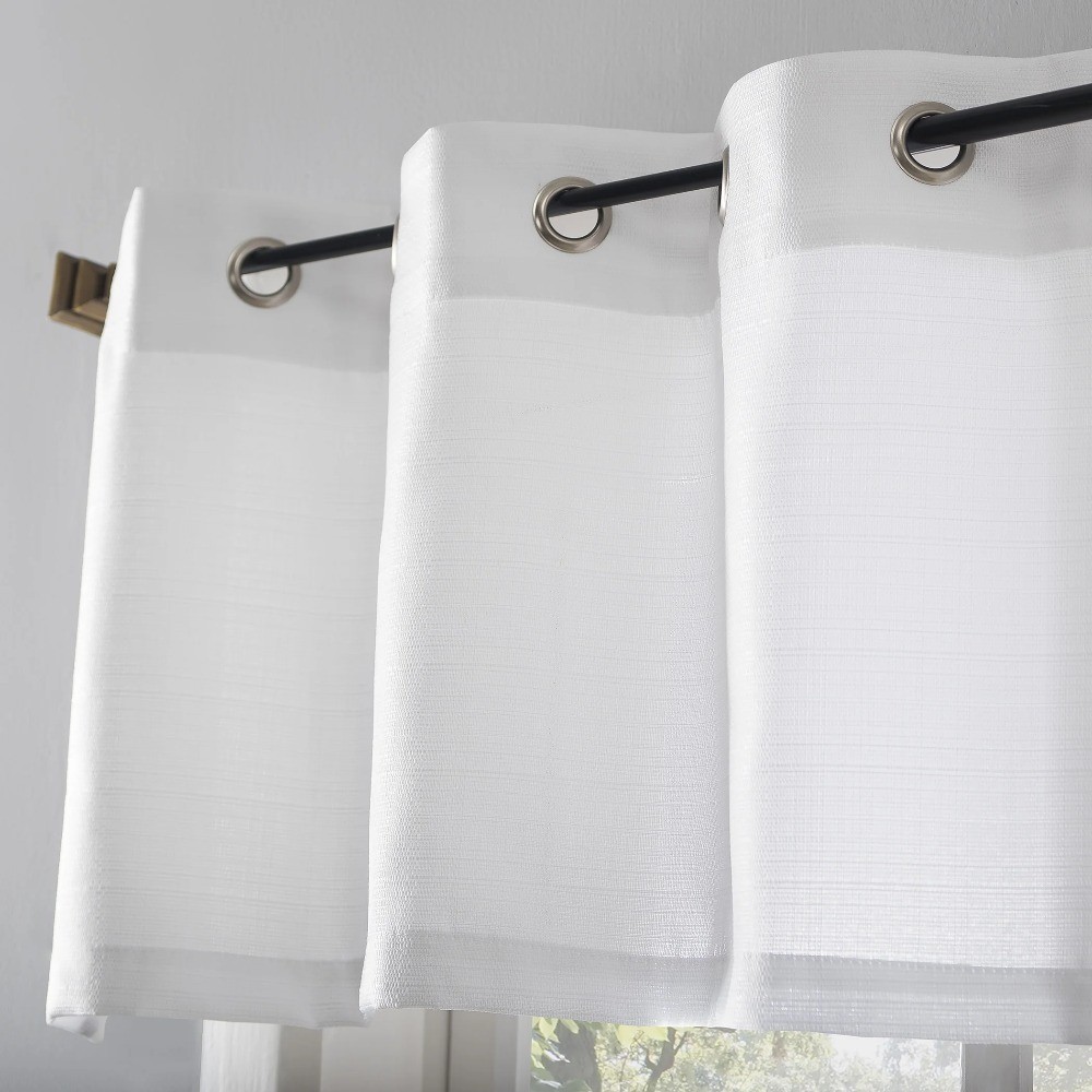 Semi Sheer Kitchen Curtains Tier Pair with Valance Set White 54 Inch Wide x 36 gallery